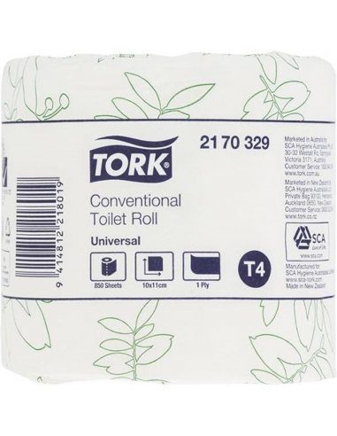 Rollo de papel higiénico convencional Tork 1ply 850 Packh x 48