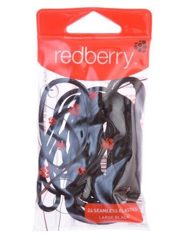 Redberry Large Black Ponytail Elastics 24 paquetes