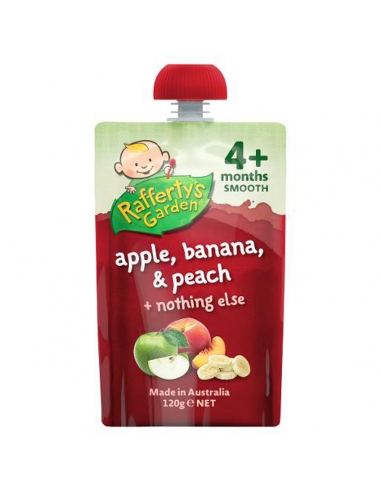 Raffertys Garden 4 Meses Manzana Plátano y Melocotón 120gm x 6