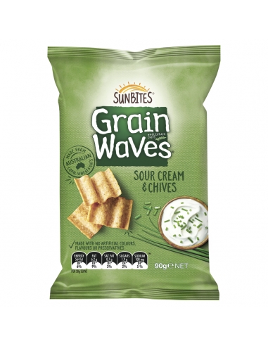 Grain Waves Crema Agria Y Cebollino 90g x 15