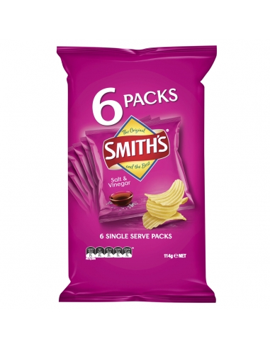 Smiths Crinkle Salz und Essig 6er Pack 114g