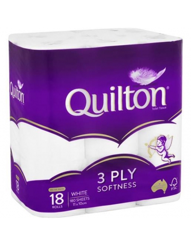 Quilton クラシック ホワイト 3 層トイレット ティッシュ 18 パック
