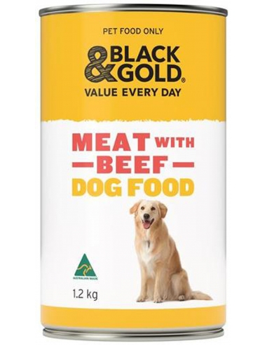 Comida húmeda negra y dorada para perros Carne con carne 1.2kg