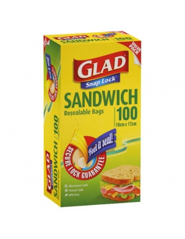 Sacs à sandwich Glad Snap Lock, paquet de 100 x 6