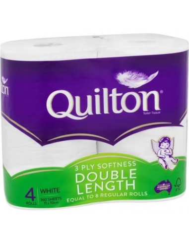 Papier hygiénique Quilton blanc double longueur, paquet de 4 x 10