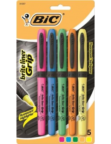 Bic Brite Lines Grip Surtido Blister Pack 5 Pack