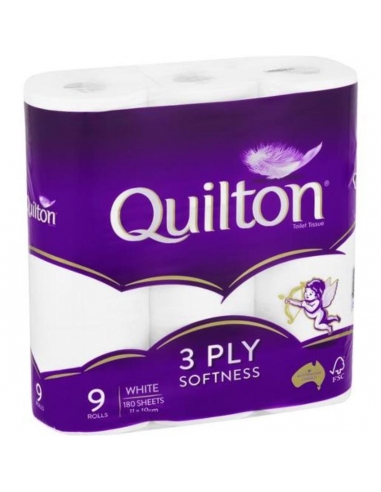 Papier hygiénique Quilton Classic blanc 3 épaisseurs, paquet de 9