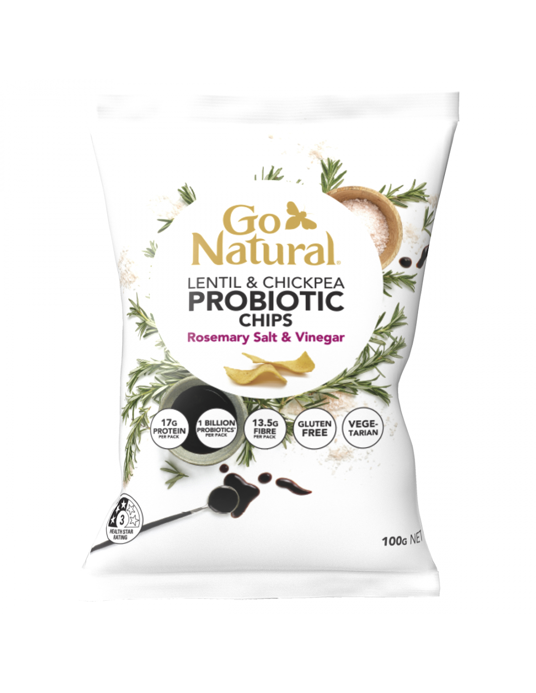 Go Natural Probiotic Chip Salt & Vinegar 100g x 5