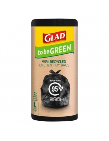 Glad 95% reciclado grandes bolsas de cocina con tapa ondulada, paquete de 22 x 9