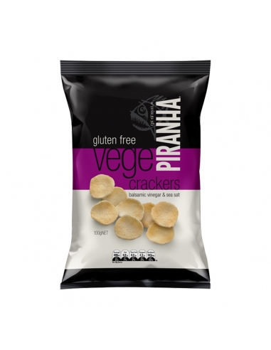 Piranha Vege Crackers Aceto Balsamico e Sale Marino 100g x 12