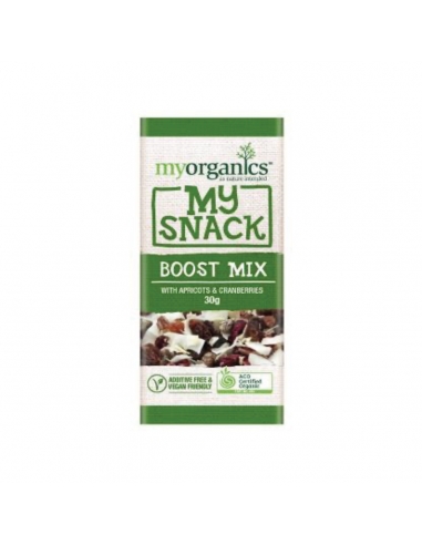 Mes organiques mon snack boost mélangent avec des abricots et des canneberges 30g x 20