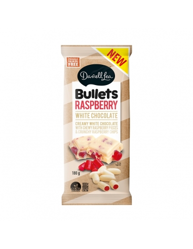 Darrell Lea Bullets Raspberry Biały Czekoladowy blok 180g x 17