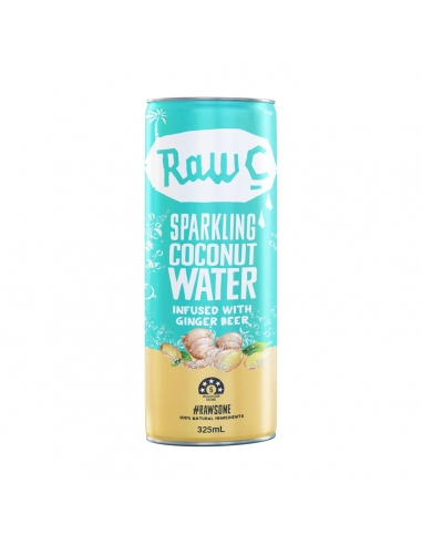 Raw C Sparkling Coconut Water Infused With Ginger Beer 325ml x 12