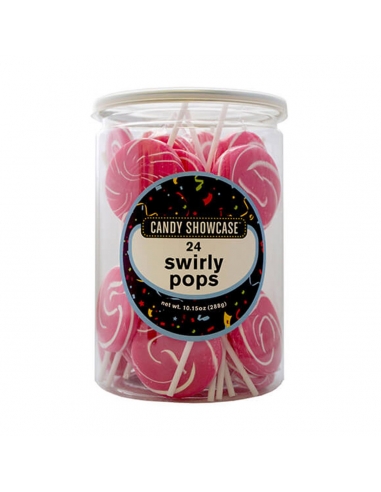 Candy Showcase Swirly Lollipop Pink and White 12g x 24