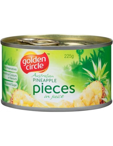 Piezas de piña del círculo dorado en jugos naturales 225G