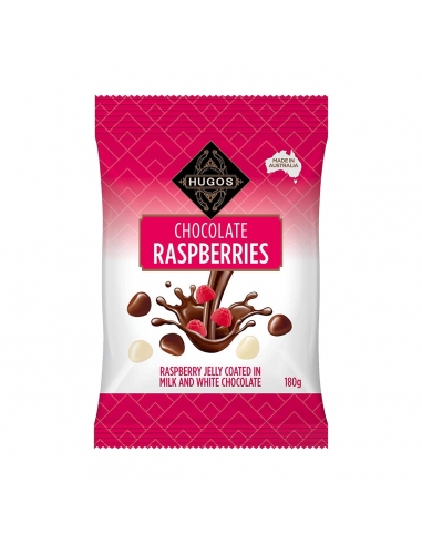 Hugos Raspberry avec lait et chocolat blanc 180g x 12