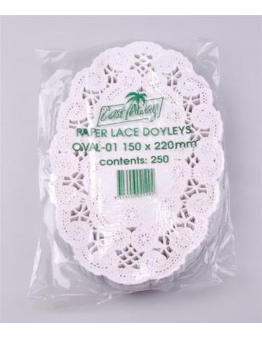 Cierre Doyley Enviroboard Lace Oval No 1 6 por 8 5 pulgadas 150 por 220 mm