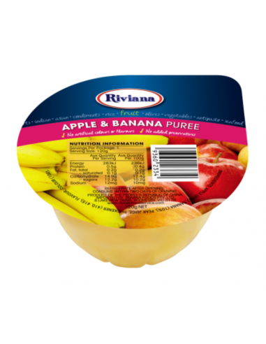 Riviana Puree Apple y Banana 12 x 120gr bandeja