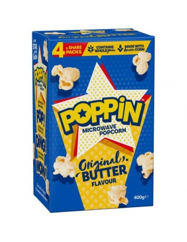 Poppin Masło popcorn mikrofalowy 400 gm