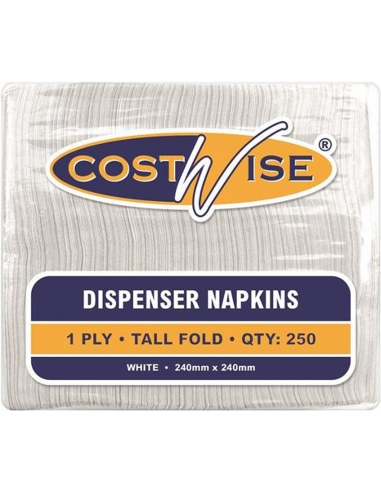 Costwise Distributeur de serviettes 1 Ply White Tall Fold 1ea x 20