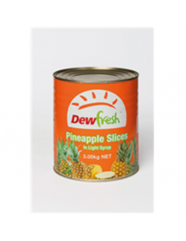 Dewfresh Ananas w plasterkach w lekkim syropie 3,03 kg puszka