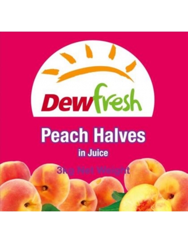 Dewfresh Perzikenhelften in sap, blik van 3 kg