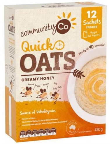 Community Co Creamy Honey Quick Oats 420gm x 6