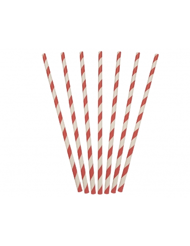 Cast Away Papel Rojo & White Stripe Straws 205mm por 6 mm 5 mm bore x 250