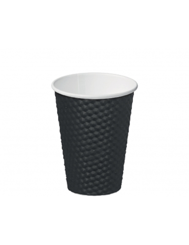 Castaway Hot Cup Paper Dimple Black 12oz x 25