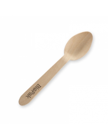 Biopak 10 cm Spoon Wooden Wax 100 Pack x 10