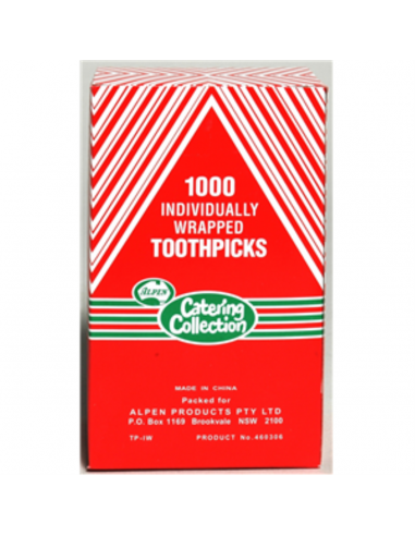 Alpen Toothpicks Individualmente Wrapped 1000 Packet