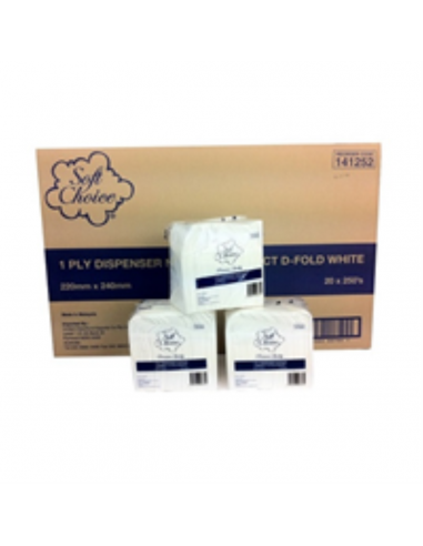 Soft Choice Napkins 1 Ply Dispenser Bundle bianco compatto D pieghevole 250 Pack