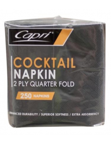 Capri Tovaglioli 2 Ply Cocktail Nero 250 Pack x 8