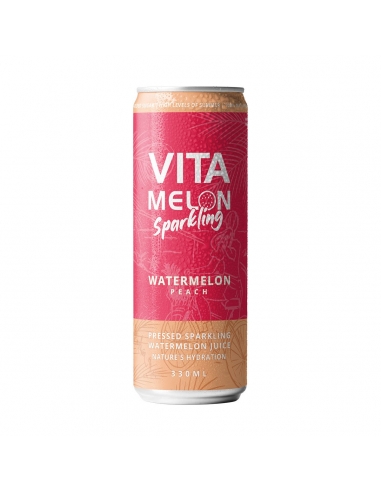 Vitamelon Sparkling Watermelon Peach Juice 330ml x 24