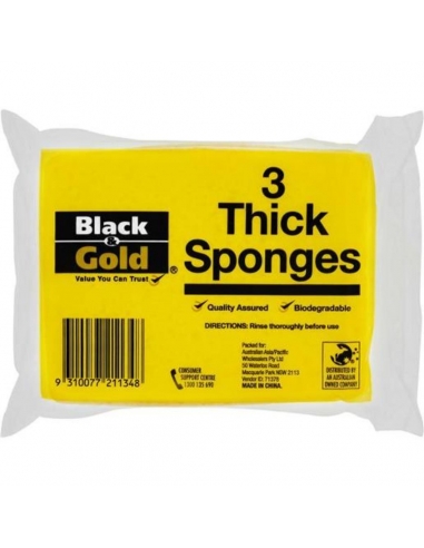 Black & Gold Think Spongs 3 Pack