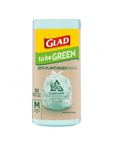 Glad 50%plant Basado 50% Bio Wave Top cocina bolsas de color Med 30 Pack x 12