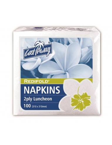 Cast Away Napkin 2ply Luncheon Redifold Bianco 100 Pack