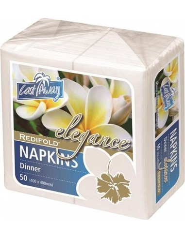 Cast Away Elegance Redifold Dinner Napkin White 200 by 100 mm (folded) 400 by 400 mm (open) x 50
