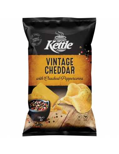 Kettle Cheddar añejo con granos de pimienta partidos 150 g x 1