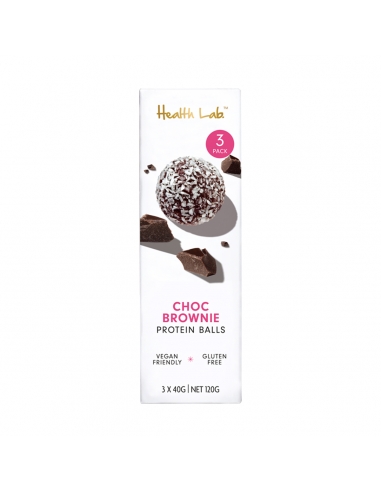 Health Lab Palline proteiche brownie al cioccolato da 40 g, confezione da 3 x 8