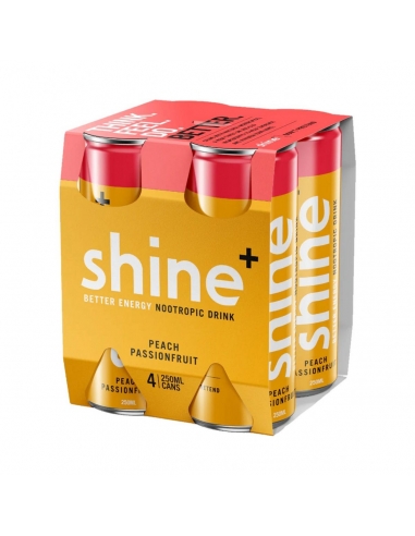 Shine+ Perzik-passievrucht 250 ml, 4 stuks x 6