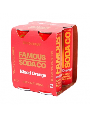 Famous Soda Blood Orange Can 250ml 4 Pack x 6