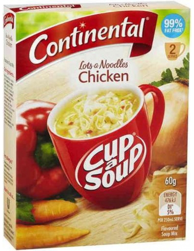 Sopa continental de fideos con pollo 2 porciones 60 g 