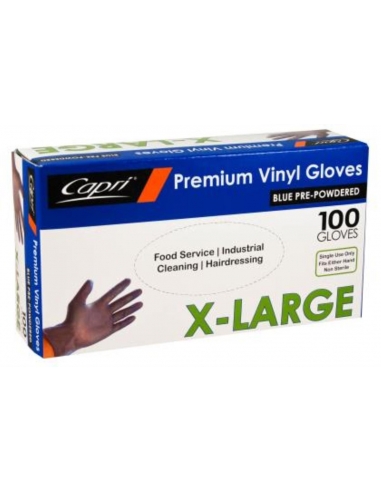 Capri Gloves Premium Vinyl Xlarge Blue Powdered 100 Packet