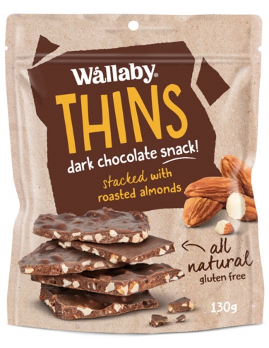 Wallaby Thins Amandel 130 g x 8