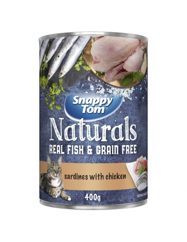 Snappy Tom Sardientjes Kip met garnalen Gele natte kattenvoer 400 g x 12