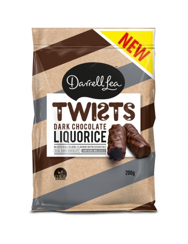 Darrell Lea Twist di liquirizia al cioccolato fondente 200 g x 12