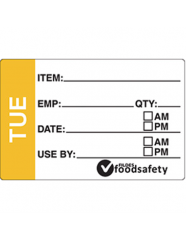 Fildes Labels Removable Prep Tuesday 49 X 75mm 250 Pack Roll