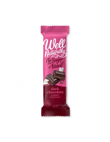 Well Naturally Chocolat Noir Cerise Noix de Coco Sans Sucre 45g x 16