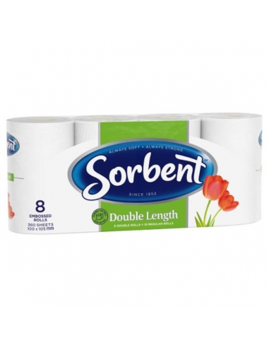 Sorbent Carta igienica doppia lunghezza bianca, confezione da 8 x 5